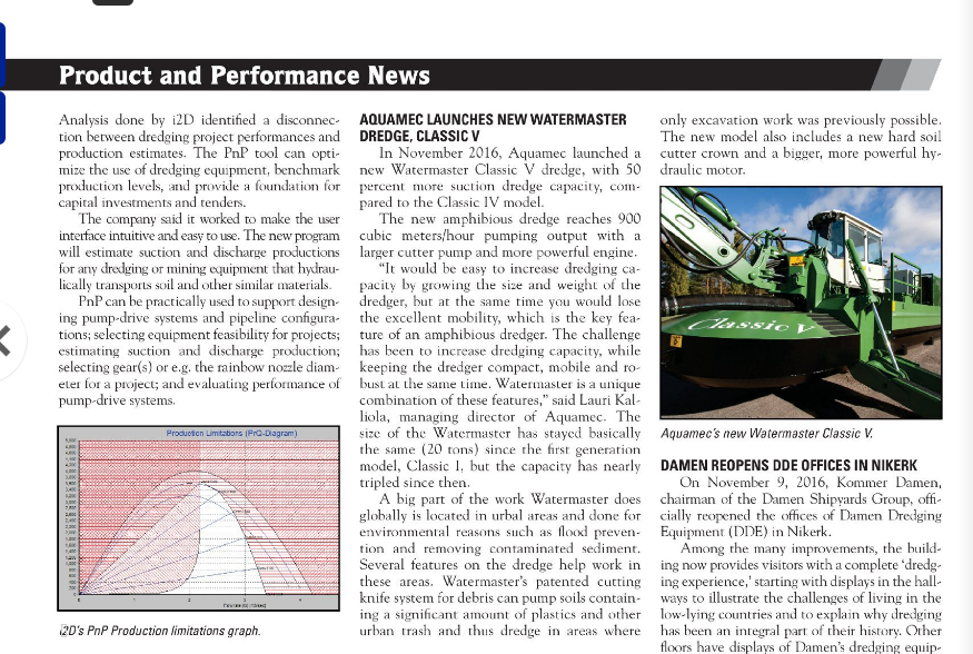 i2D's Pumps 'n Pipeline tool in International Dredging Review