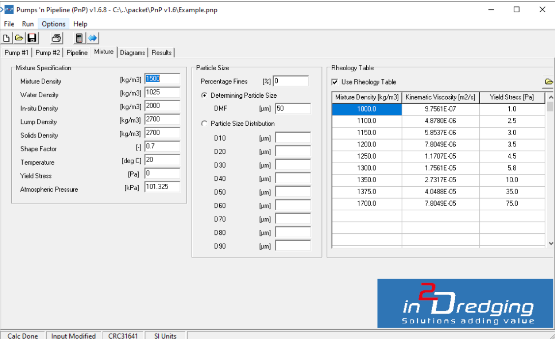 Pumps &#39;n Pipeline - Mixture Properties Tab
